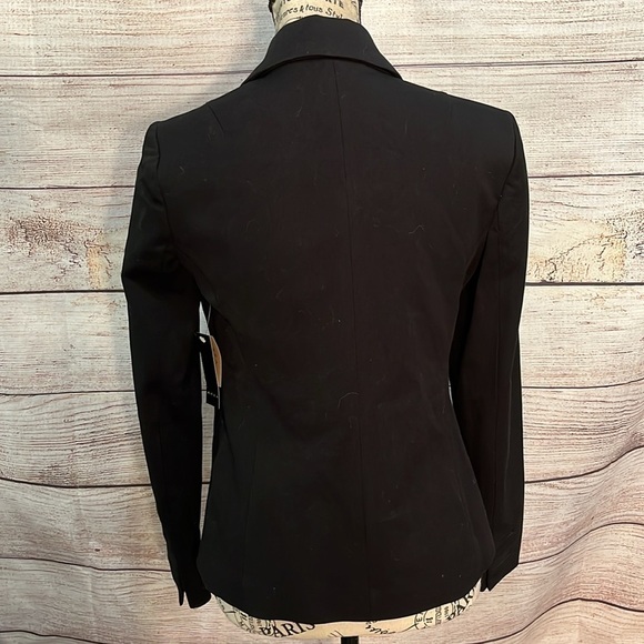 Area Double Stretch Fitted Jacket Blazer NWT Black Size 2 Designer One Button - Picture 6 of 11